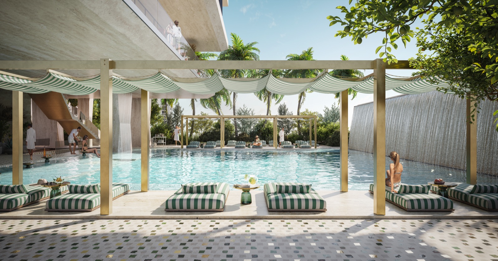 888 Brickell Pool Club — 3,800 sf pool deck on Brickell Avenue.